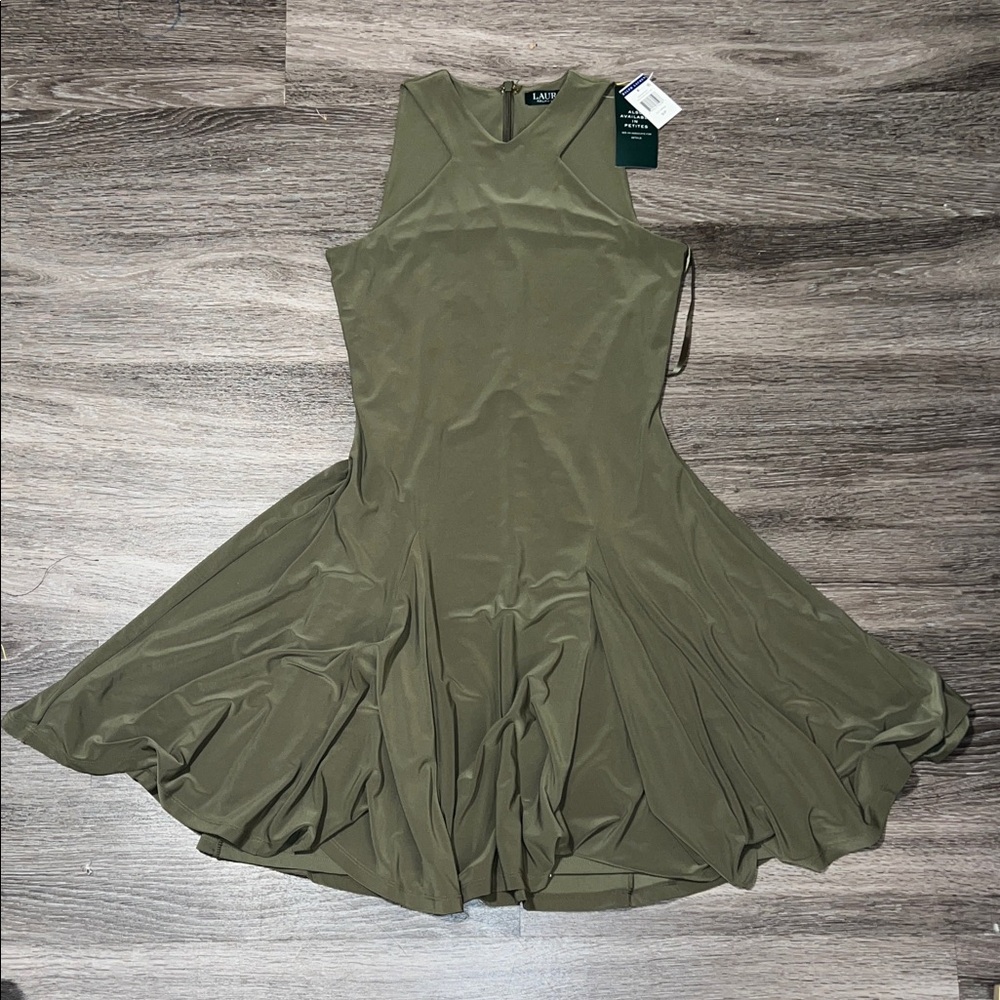 NWT Ralph Lauren Olive Green Twirl Dress